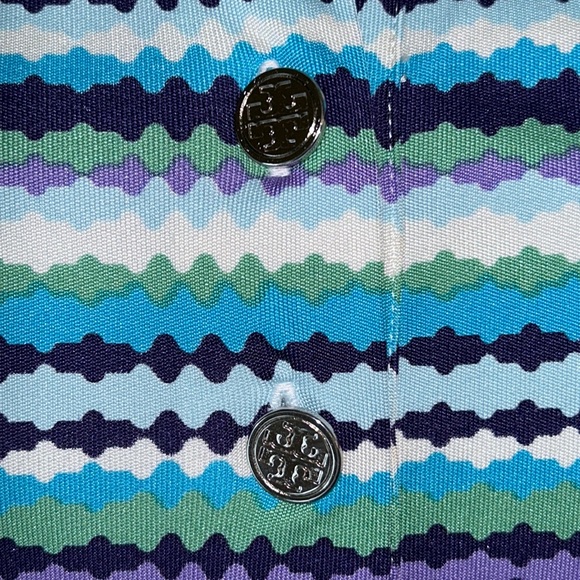 Tory Burch Silk Knit Blue Striped Tunic Mini Column Dress - M - Picture 11 of 11